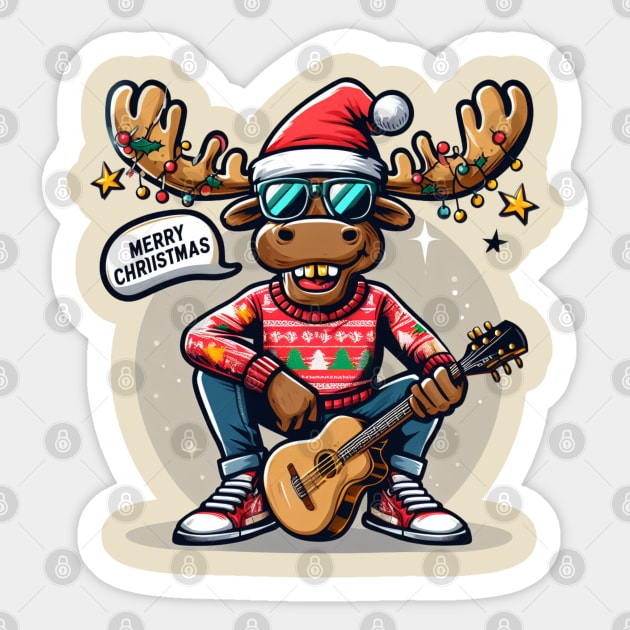 Merry Christmoose Moose Christmas 2024 Sticker by BukovskyART